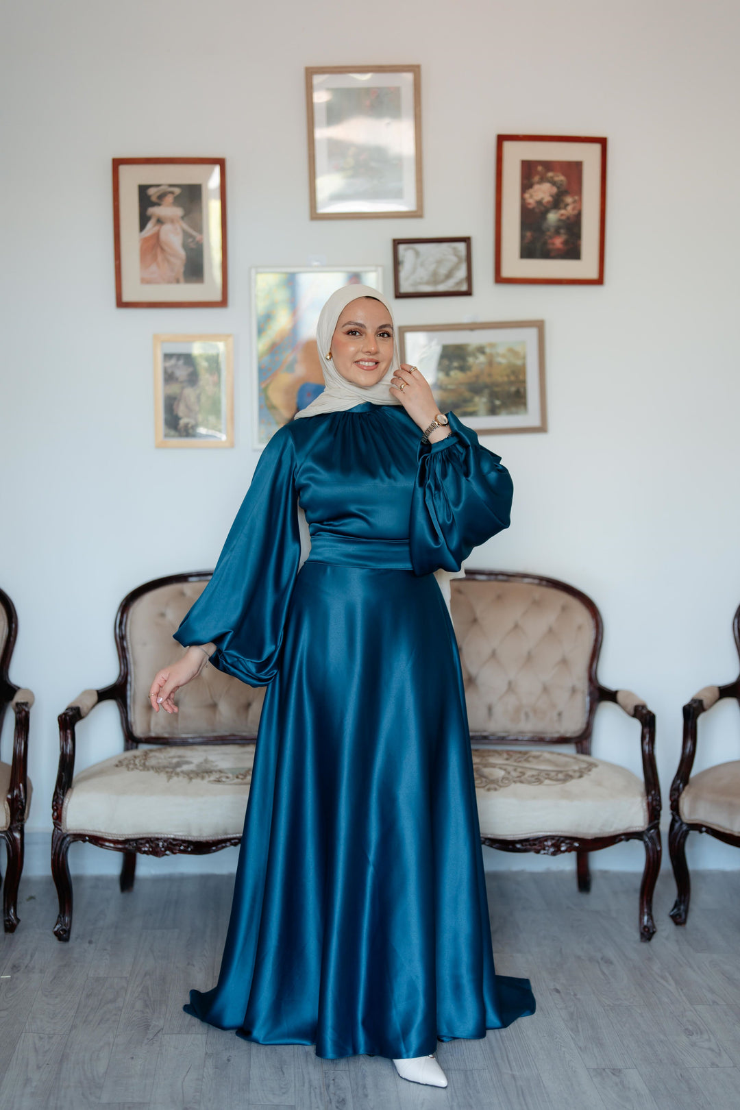Satin Cloche Dress