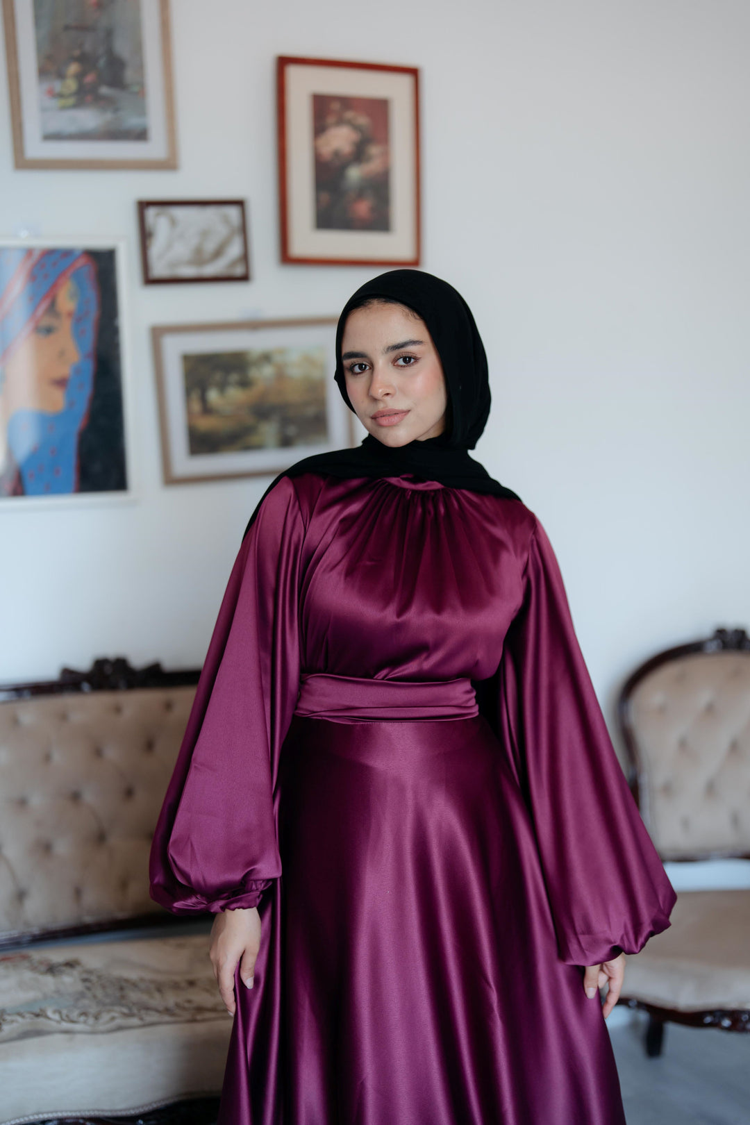 Satin Cloche Dress