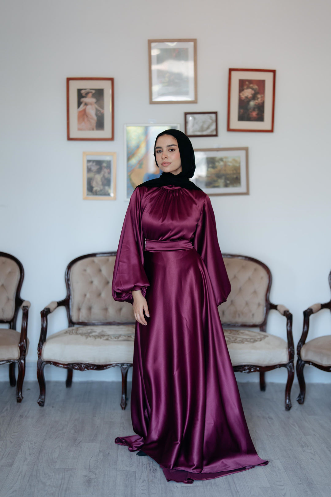 Satin Cloche Dress