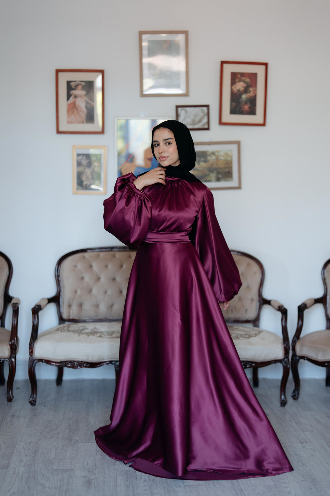 Satin Cloche Dress