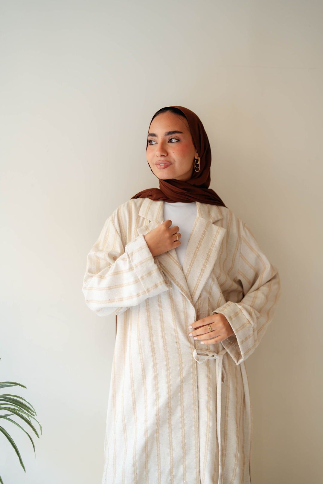 Stripped Side Tie Kimono