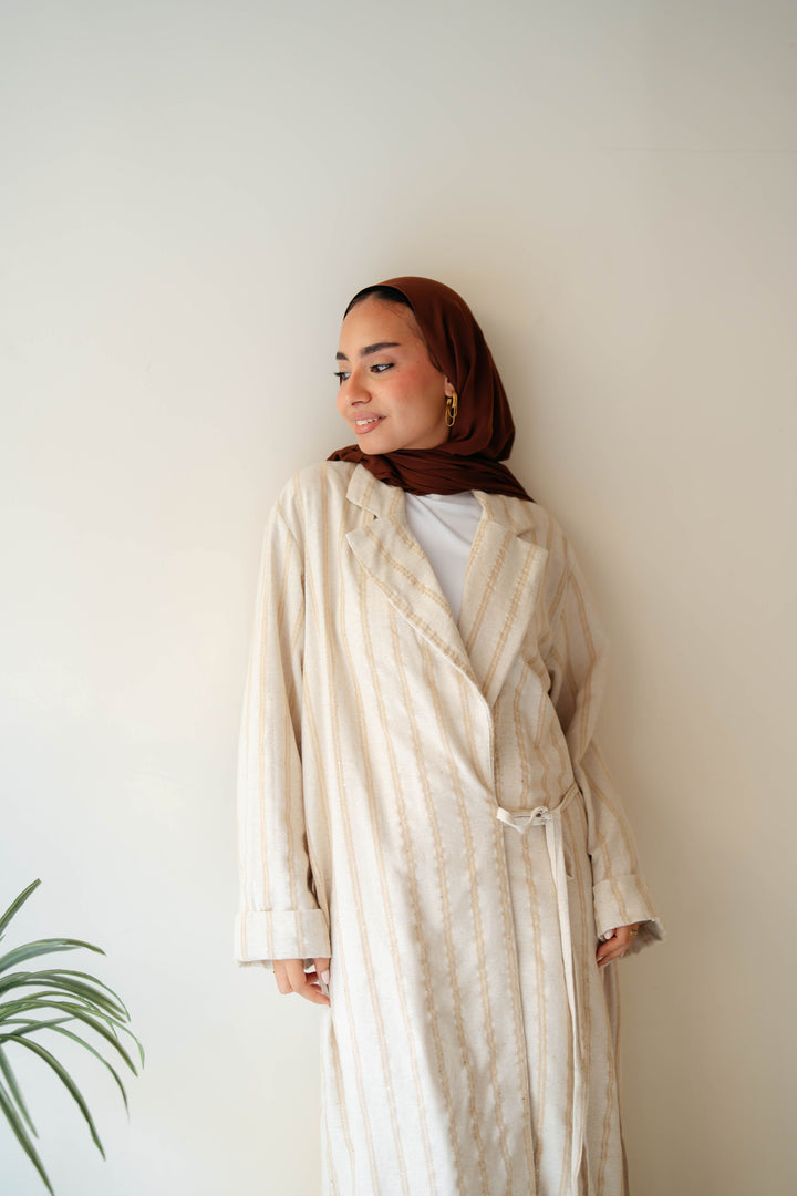 Stripped Side Tie Kimono
