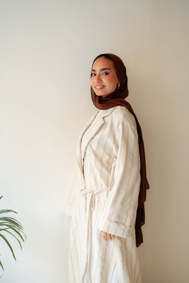 Stripped Side Tie Kimono