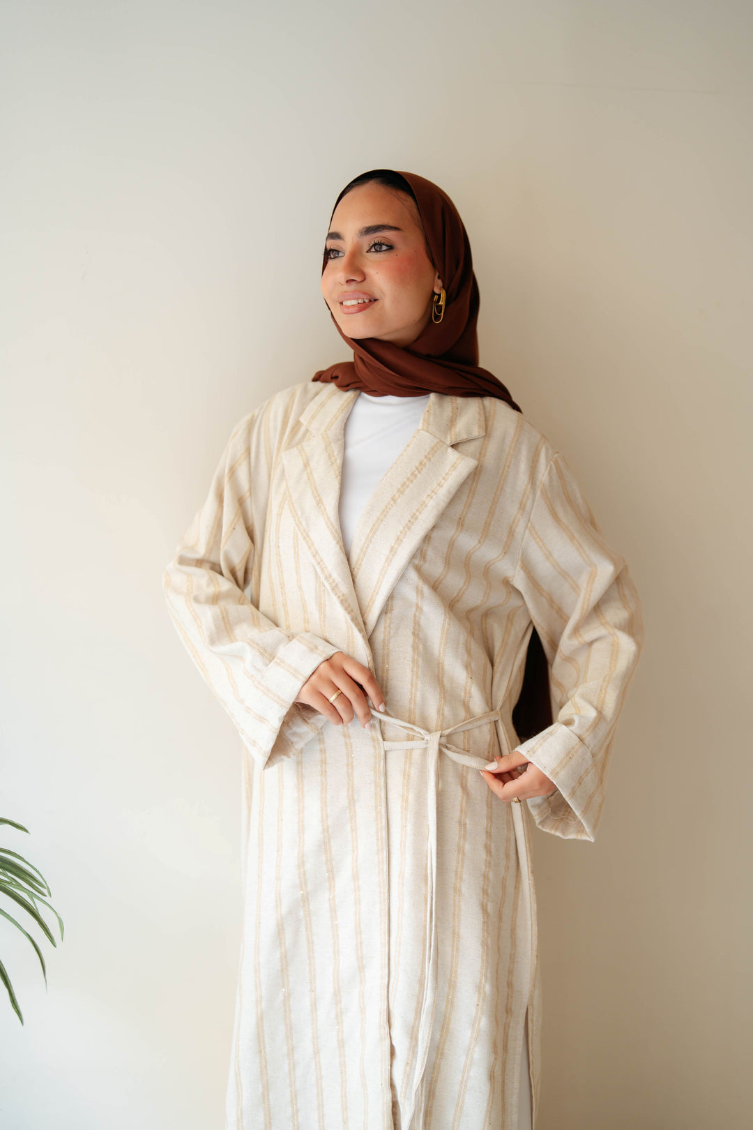 Stripped Side Tie Kimono