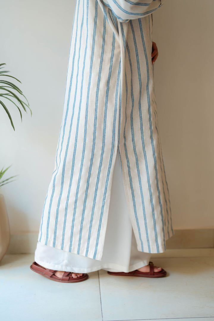 Stripped Side Tie Kimono