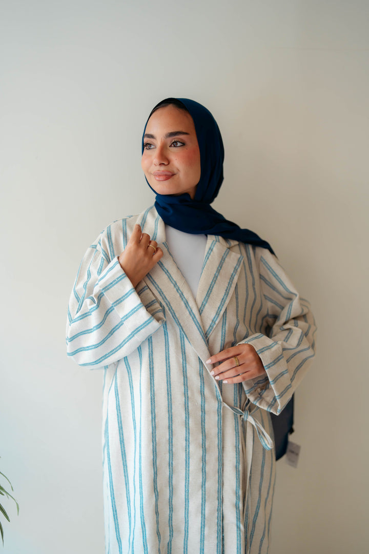 Stripped Side Tie Kimono