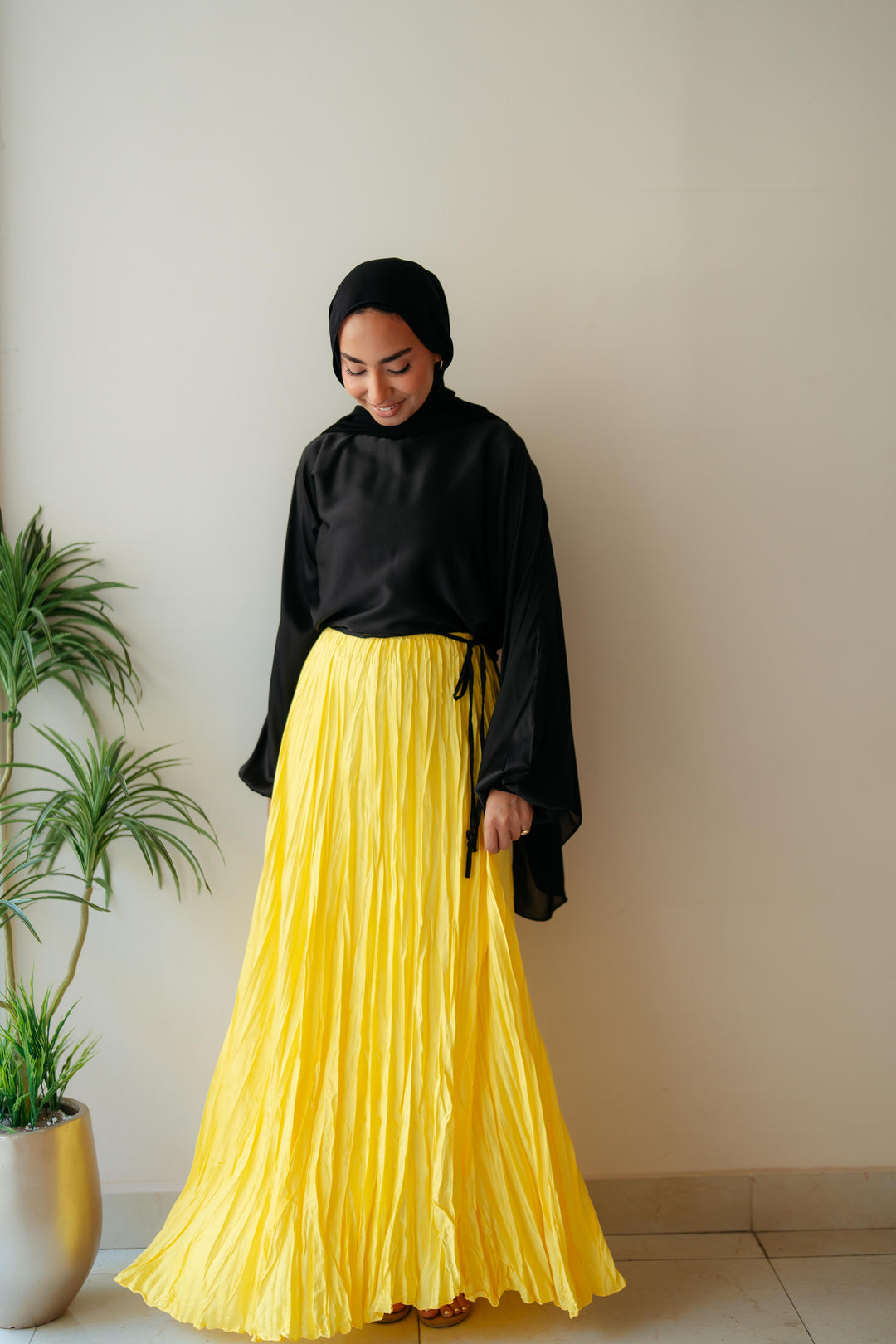 Crinckle Satin Skirt