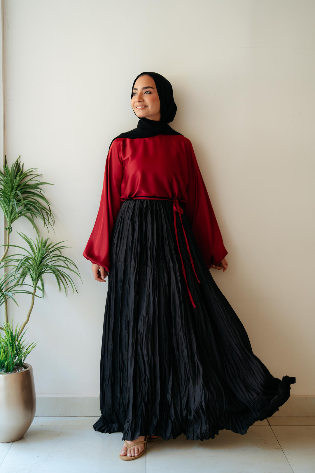 Crinckle Satin Skirt
