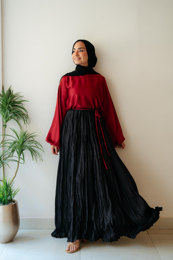 Crinckle Satin Skirt