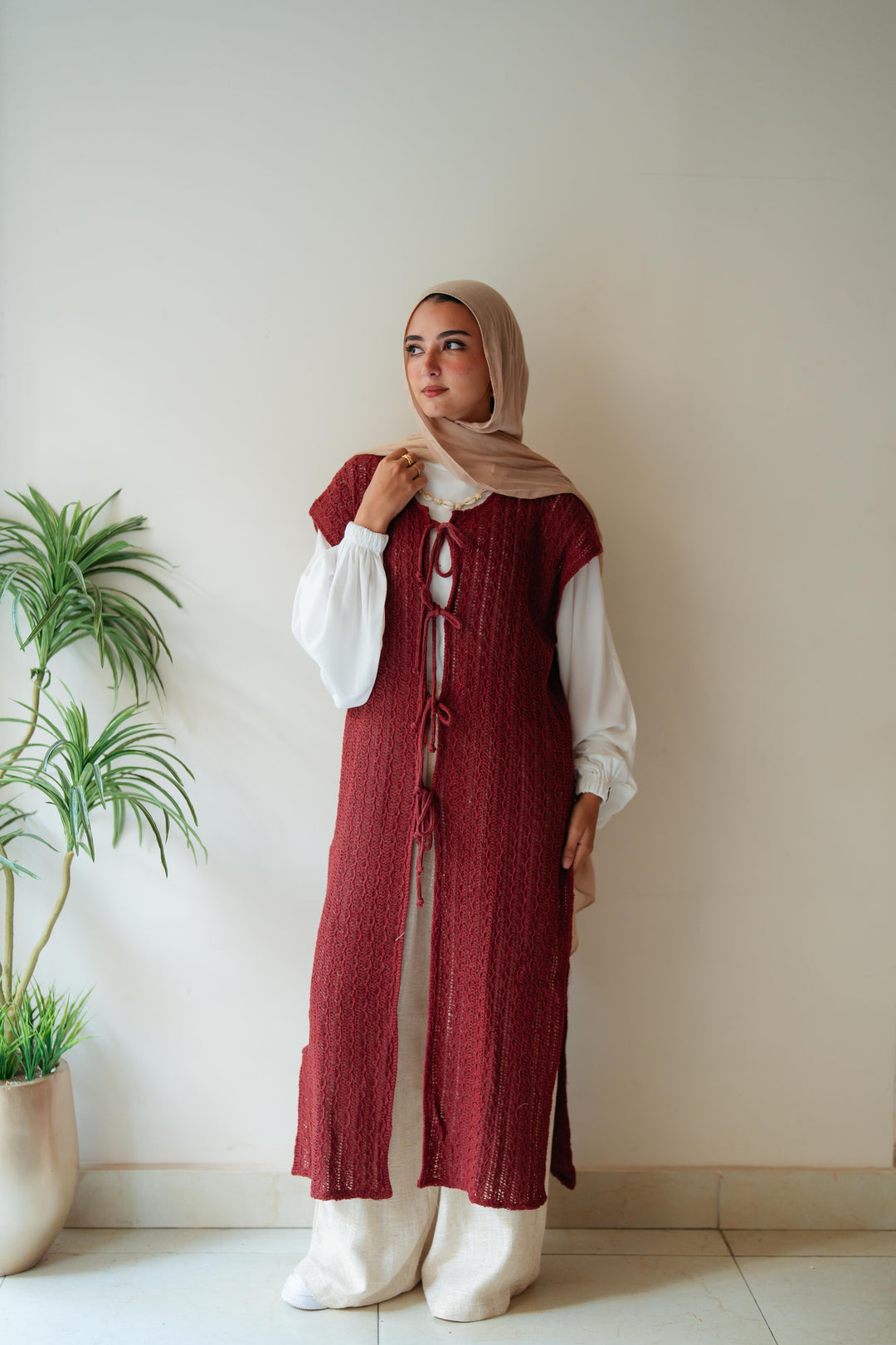 Maxi summer knitted vest