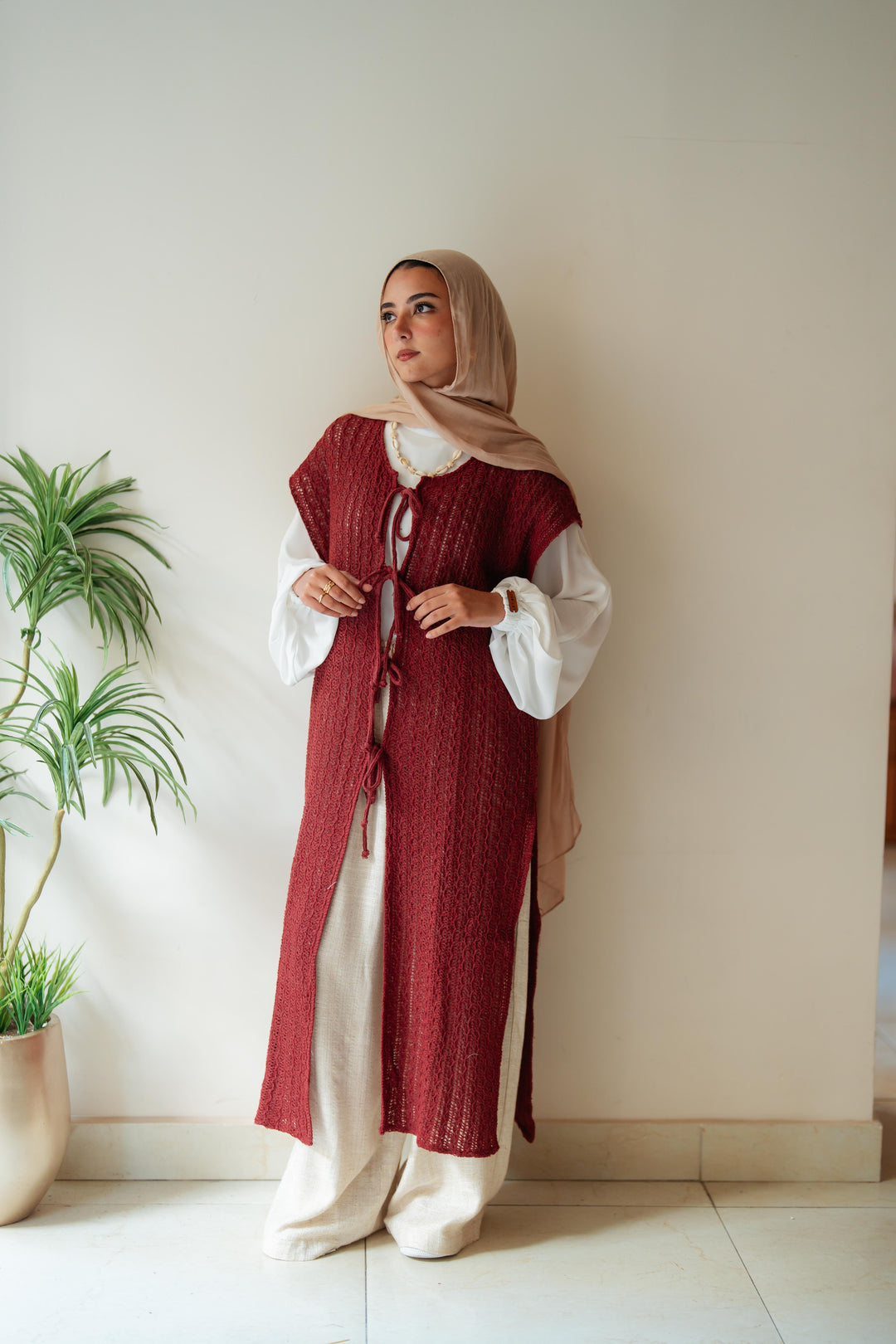 Maxi summer knitted vest
