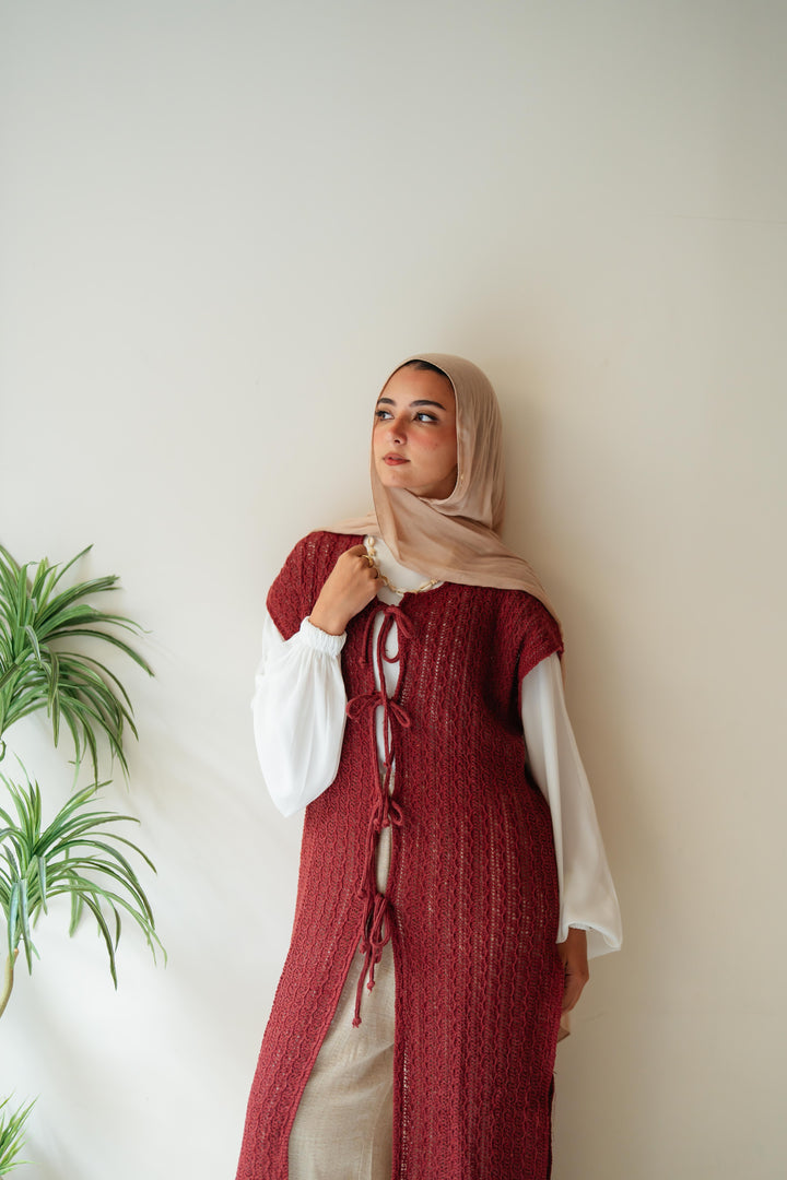 Maxi summer knitted vest