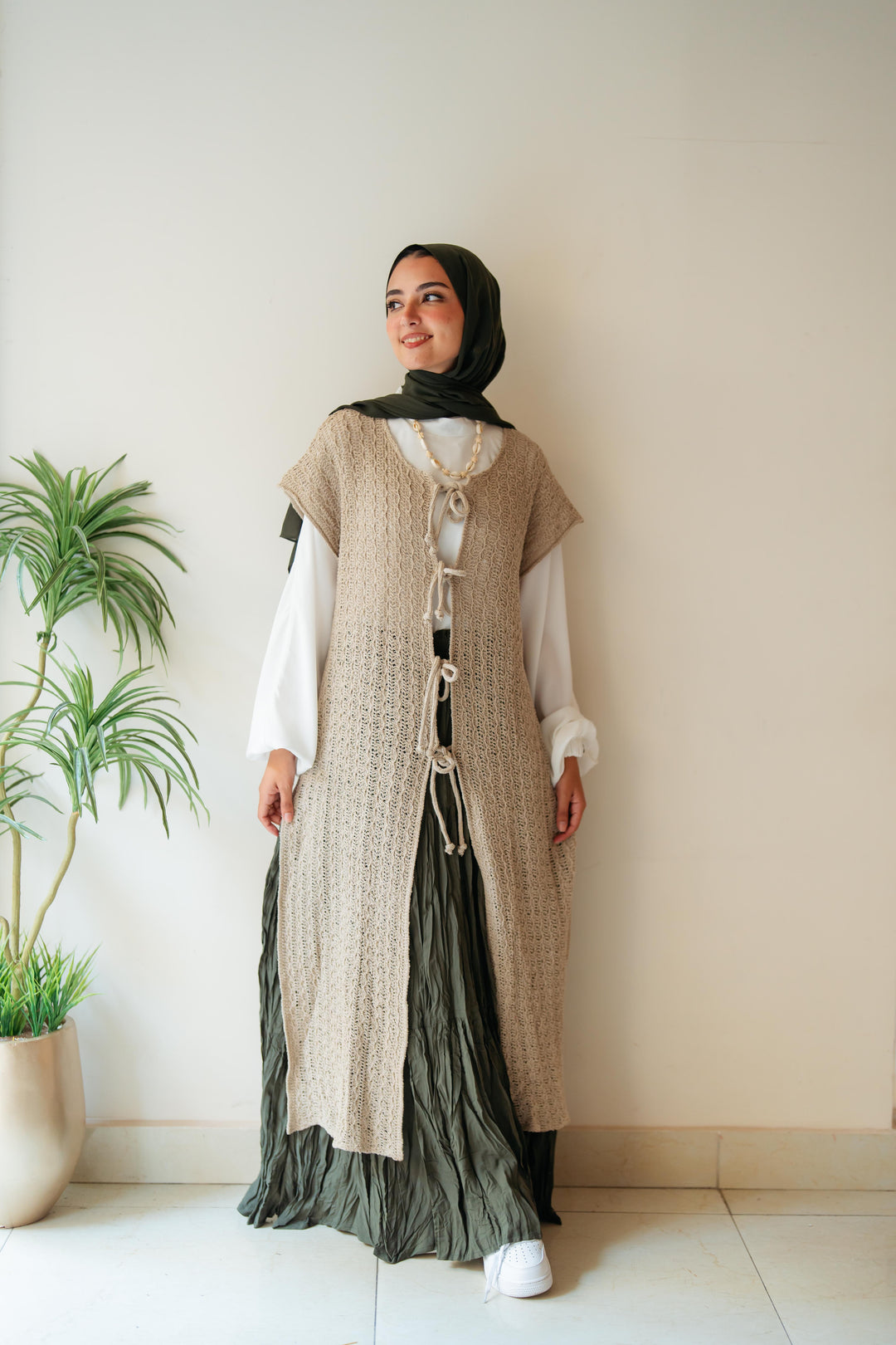 Maxi summer knitted vest