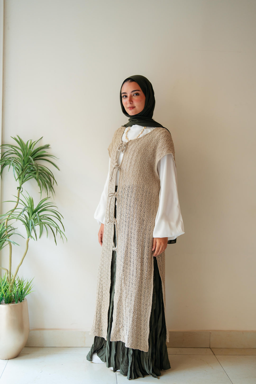 Maxi summer knitted vest