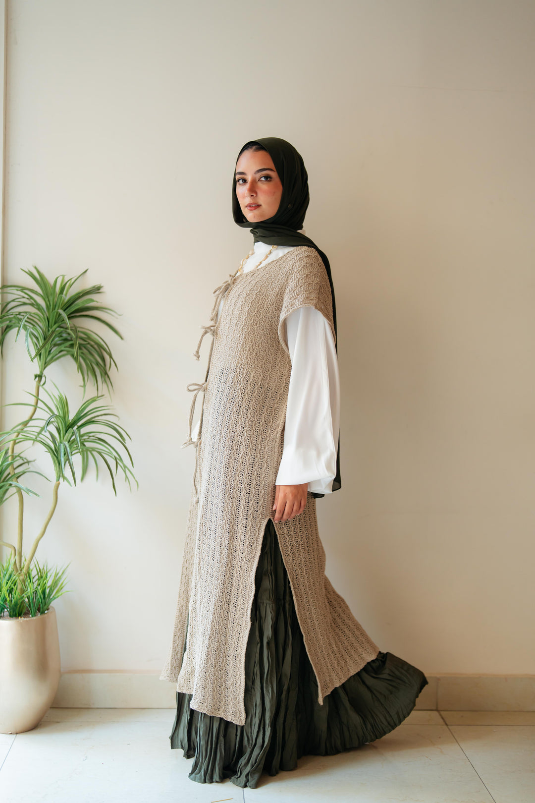 Maxi summer knitted vest