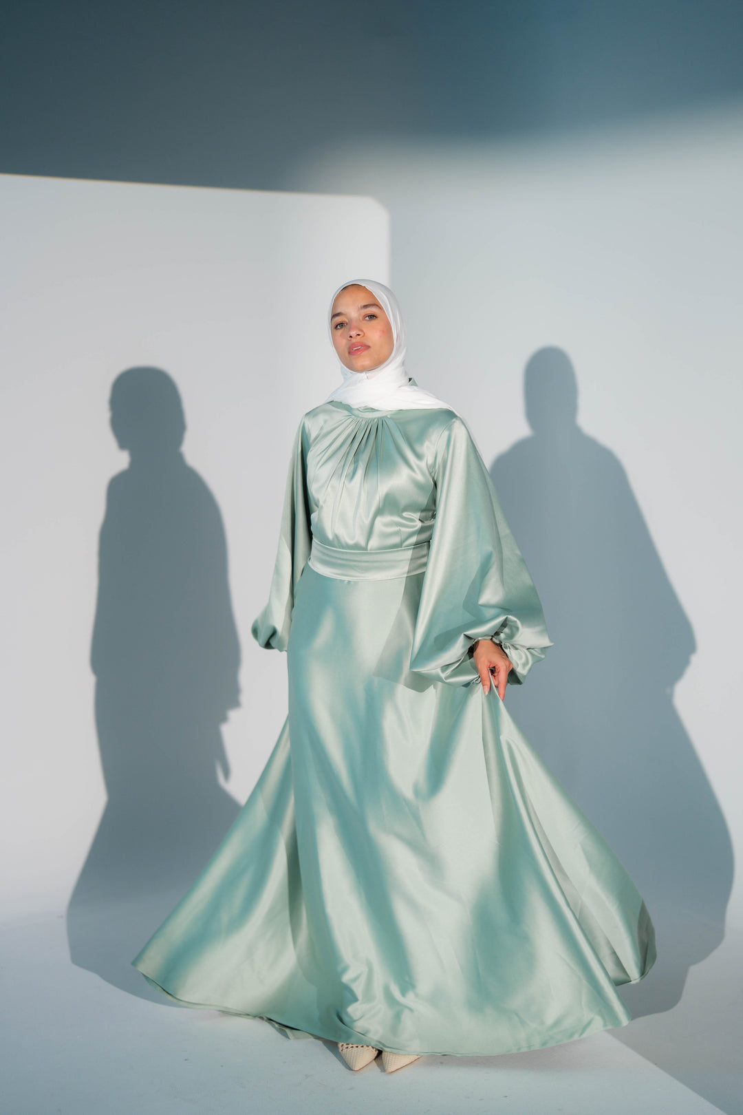 Satin Cloche Dress