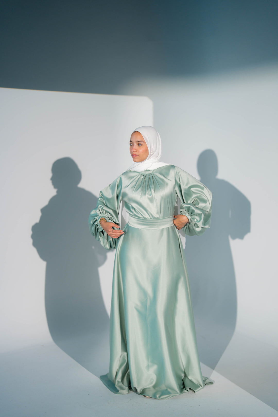 Satin Cloche Dress