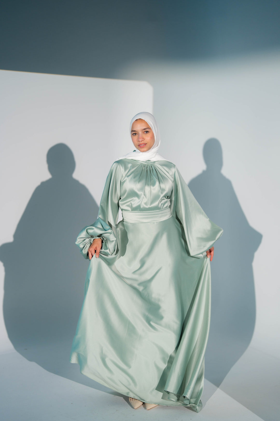 Satin Cloche Dress