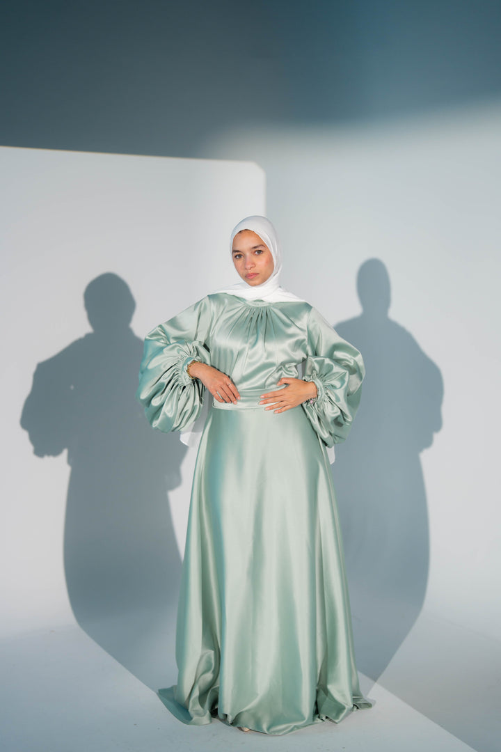 Satin Cloche Dress