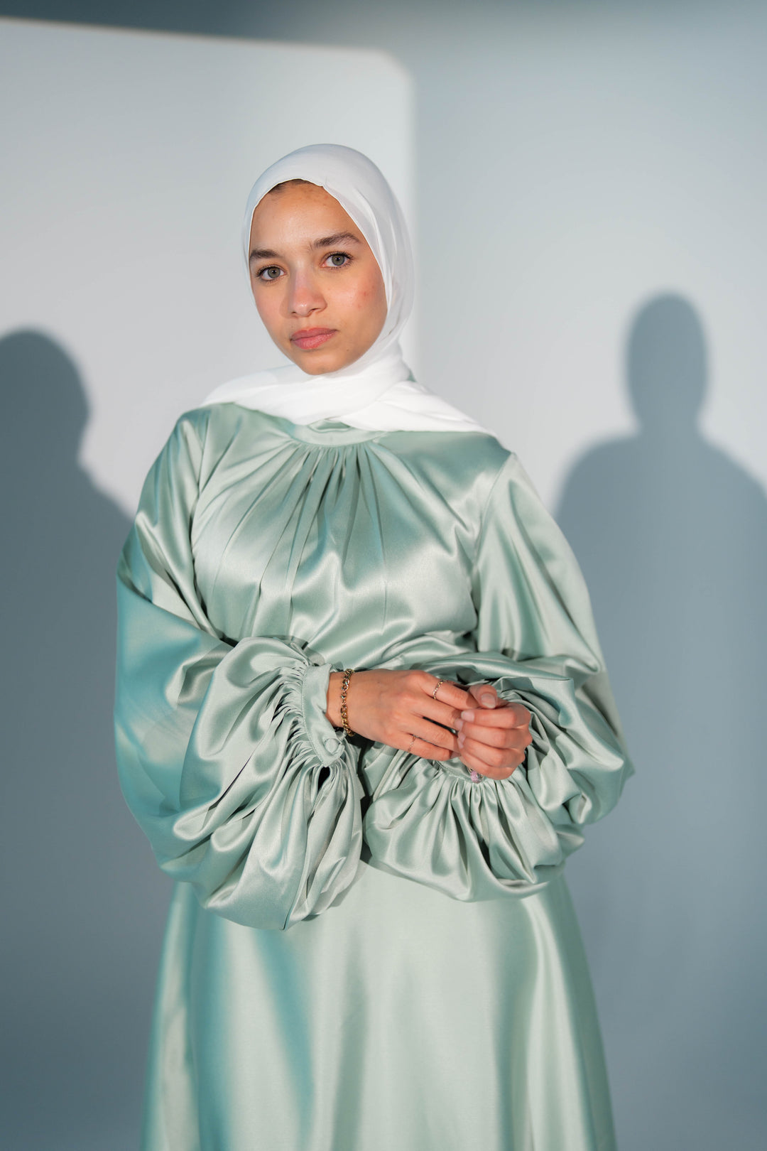 Satin Cloche Dress