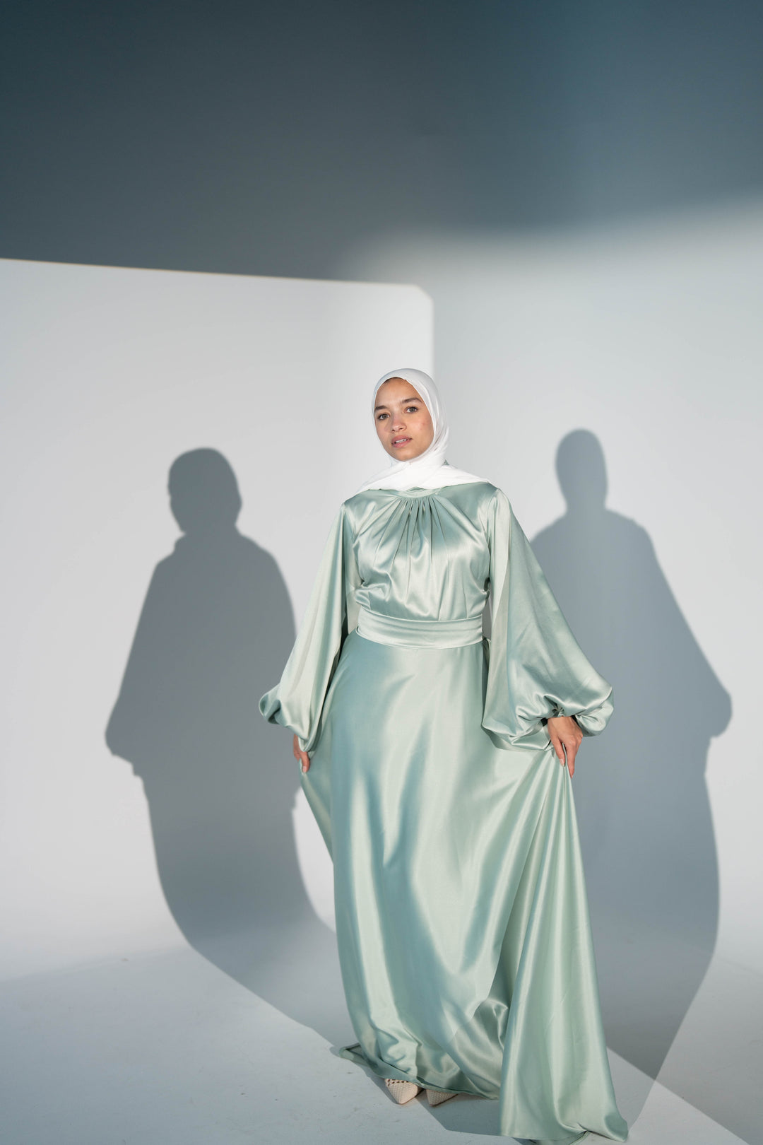 Satin Cloche Dress