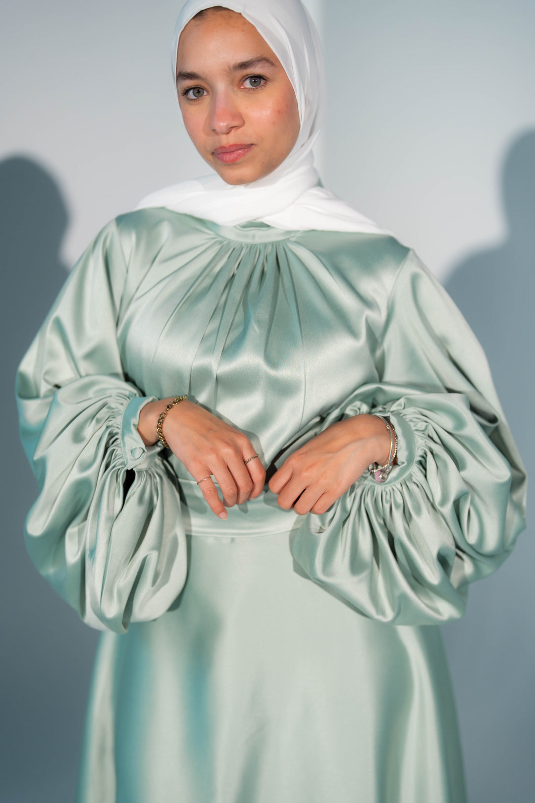 Satin Cloche Dress
